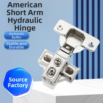 Drabužių spintos durų vyris - trumpas rankos hidraulinis, nikeliuotas, geležies/šaltai valcuotas plienas, dviejų pakopų uždarymas