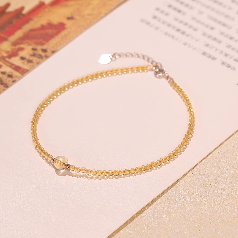 Brățară de gleznă din citrin natural, design geometric, stil simplu, lansare primăvara 2025