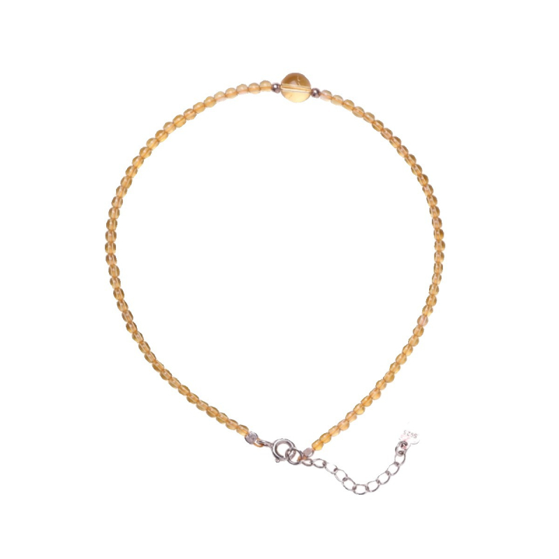 Brățară de gleznă din citrin natural, design geometric, stil simplu, lansare primăvara 2025