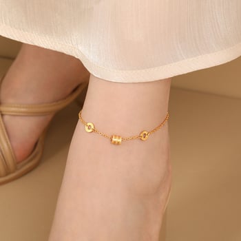 Brățară de gleznă, stil coreean, oțel titan, design geometric, personalizare disponibilă, ambalare individuală