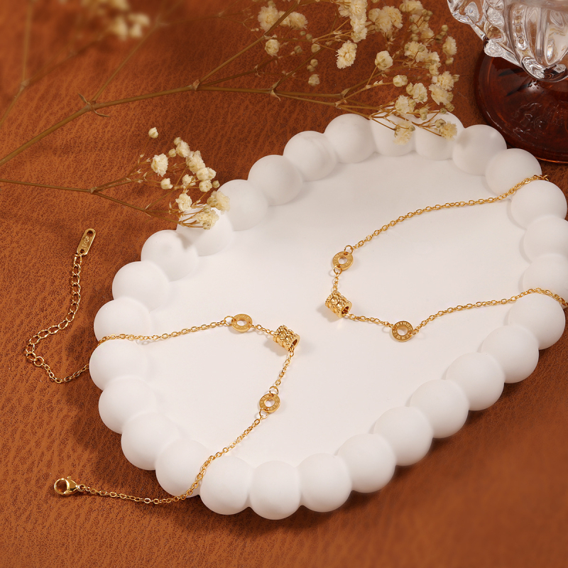 Brățară de gleznă, stil coreean, oțel titan, design geometric, personalizare disponibilă, ambalare individuală