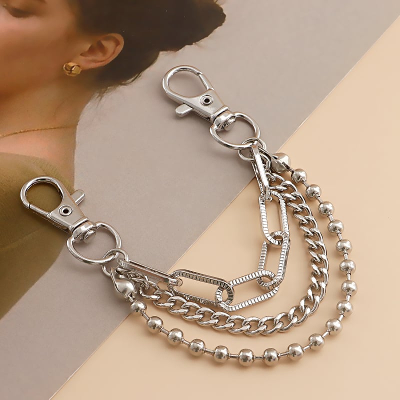 Zowen Brățară de gleznă din aliaj – pentru femei, lanț geometric multistrat cu mărgele, personalizabil și etichetă privată licențiată, Vara 2022