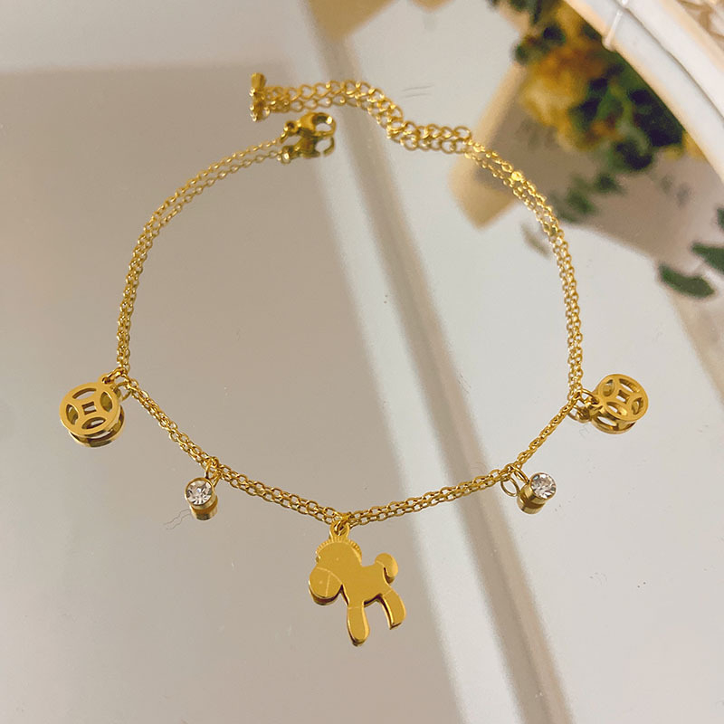 Ženski anklet od titan čelika, geometrijski dizajn, bez umetaka, moderan stil