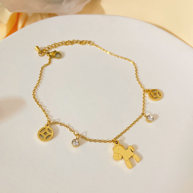 Ženski anklet od titan čelika, geometrijski dizajn, bez umetaka, moderan stil