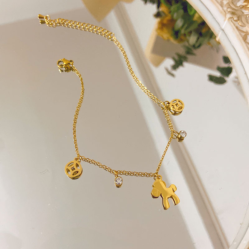 Ženski anklet od titan čelika, geometrijski dizajn, bez umetaka, moderan stil