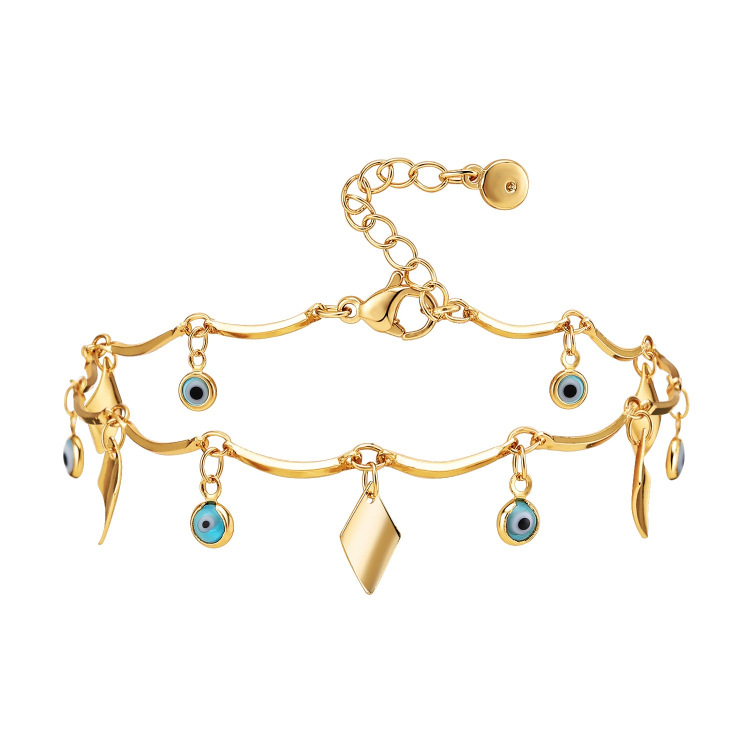 Gležanj od bakra s pozlaćenim 18K privjeskom oka, produženi geometrijski lanac, jednostavan ženski stil