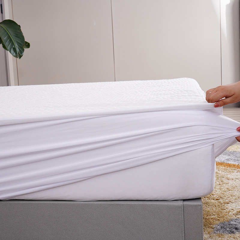 Cuvertură din bumbac spălat cu protecție pentru saltea cu elastic, model solid, vopsire reactiva, 300–500 g, stil modern minimalist