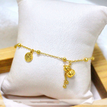 Anklet od alluvial zlata s motivom gourda i znakom sreće – lagani luksuzni stil, individualno pakiranje