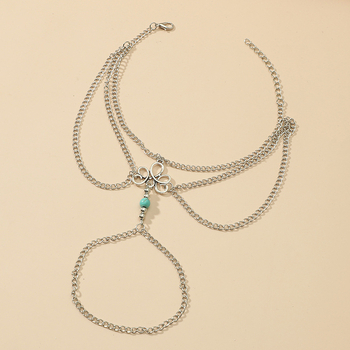 Anklet od legure s geometrijskim šupljim dizajnom cvijeta – prirodni ženski stil; porijeklo Yiwu; neovisno pakiranje.