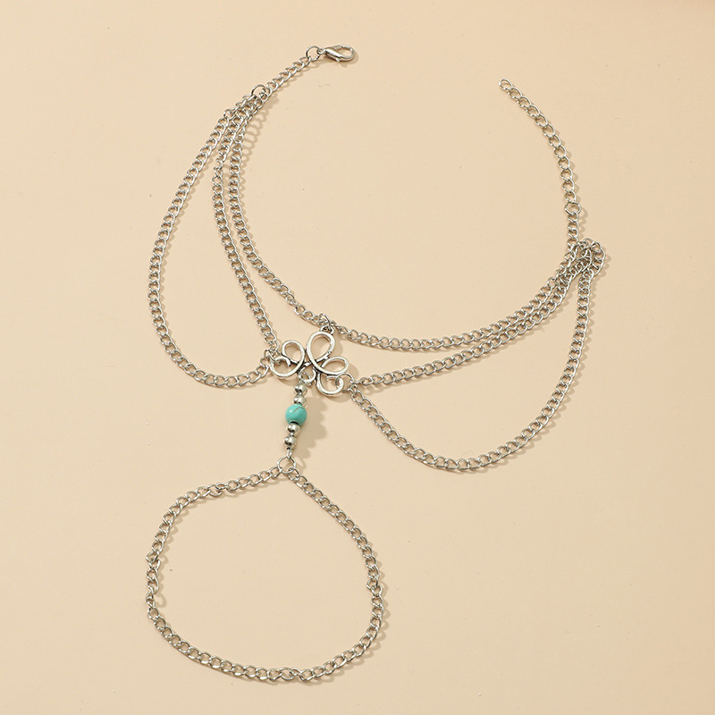 Anklet od legure s geometrijskim šupljim dizajnom cvijeta – prirodni ženski stil; porijeklo Yiwu; neovisno pakiranje.
