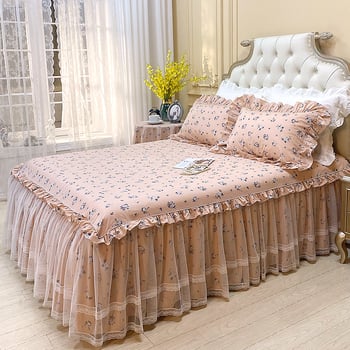 Ágytakaró koreai csipkével, virág mintás, pamut, reaktív nyomtatás és festés