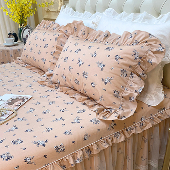 Ágytakaró koreai csipkével, virág mintás, pamut, reaktív nyomtatás és festés