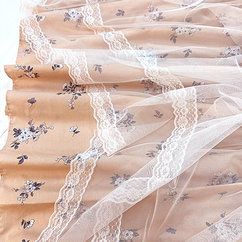 Ágytakaró koreai csipkével, virág mintás, pamut, reaktív nyomtatás és festés