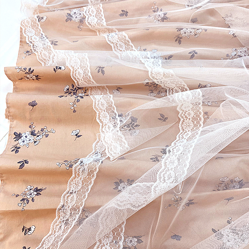 Ágytakaró koreai csipkével, virág mintás, pamut, reaktív nyomtatás és festés