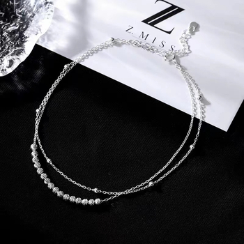 S925 sterling srebrna dvostruko rotirajuća ankleta za gležanj, geometrijski dizajn, korejski stil, 2,1 g