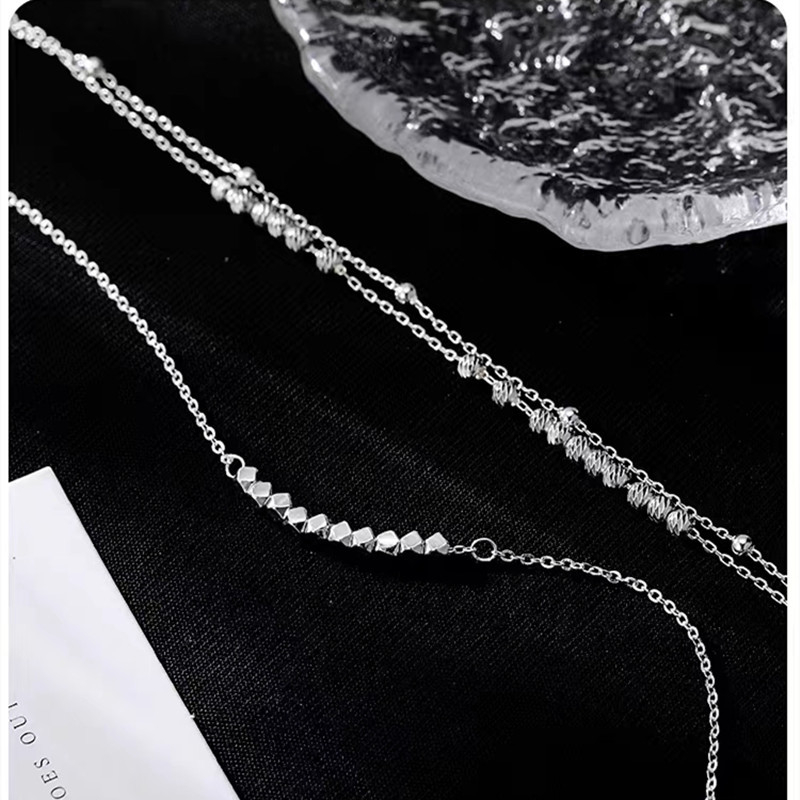 S925 sterling srebrna dvostruko rotirajuća ankleta za gležanj, geometrijski dizajn, korejski stil, 2,1 g