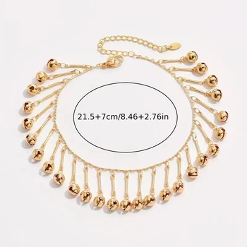 Brățară de gleznă în stil național, din aliaj, cu pietre artificiale încrustate, model 75034, personalizare disponibilă