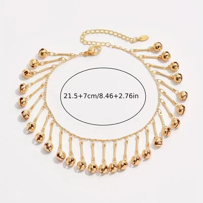 Brățară de gleznă în stil național, din aliaj, cu pietre artificiale încrustate, model 75034, personalizare disponibilă