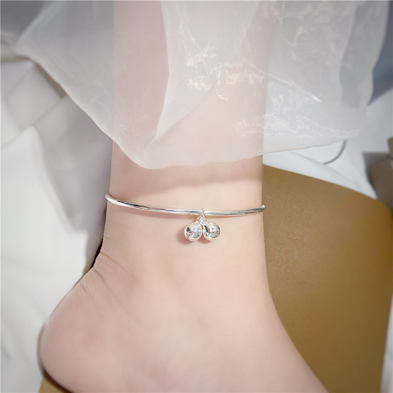 Brățară de gleznă cu clopoțel, argint imitatie S925, placare electroplatină, design personalizabil