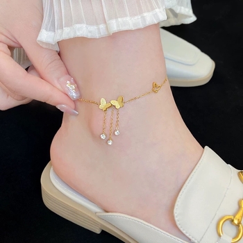 Gležnjača s leptirovim resicama od alluvialnog zlata, sladak stil, oblik mašne