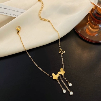 Gležnjača s leptirovim resicama od alluvialnog zlata, sladak stil, oblik mašne