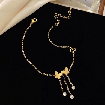 Gležnjača s leptirovim resicama od alluvialnog zlata, sladak stil, oblik mašne