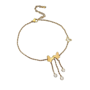 Gležnjača s leptirovim resicama od alluvialnog zlata, sladak stil, oblik mašne