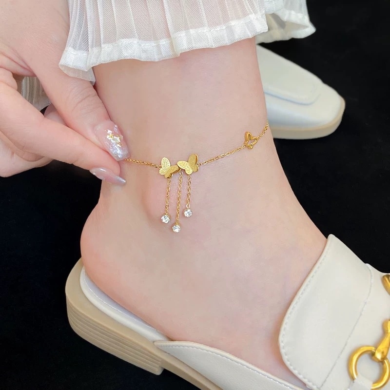 Gležnjača s leptirovim resicama od alluvialnog zlata, sladak stil, oblik mašne