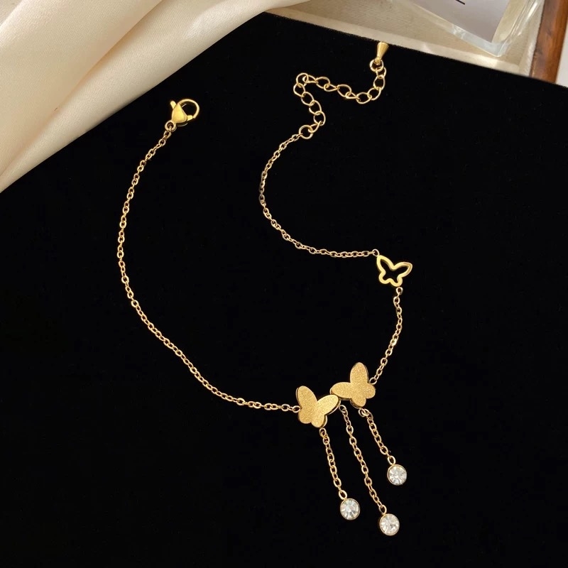 Gležnjača s leptirovim resicama od alluvialnog zlata, sladak stil, oblik mašne