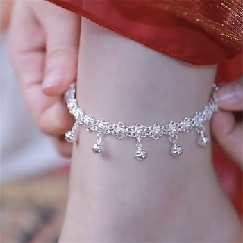 Brățară de gleznă cu stil etnic, din aliaj, clopoțel, fără încrustări