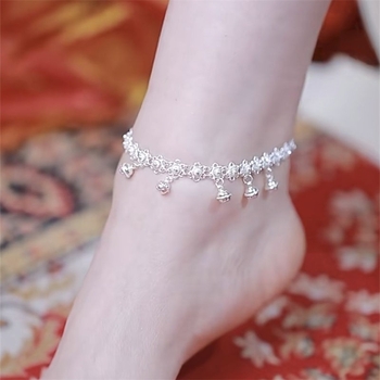 Brățară de gleznă cu stil etnic, din aliaj, clopoțel, fără încrustări