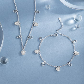 Lee & co anklet od srebra 925 za žene – lagani luksuzni stil, motiv miša/zodijak s ukrasnim kamenčićima