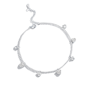 Lee & co anklet od srebra 925 za žene – lagani luksuzni stil, motiv miša/zodijak s ukrasnim kamenčićima