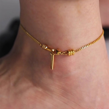 Brățară de gleznă – stil exotic pentru femei – formă geometrică – placare cu aur cu pietre artificiale – Iarna 2022