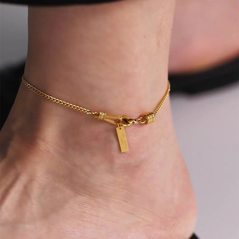 Brățară de gleznă – stil exotic pentru femei – formă geometrică – placare cu aur cu pietre artificiale – Iarna 2022