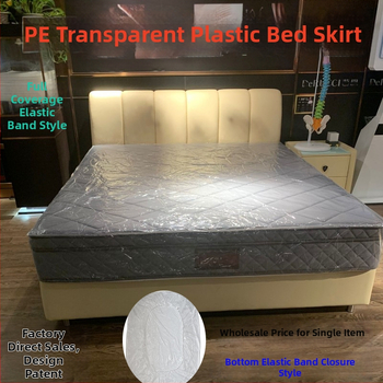 Skaidrus PE čiužinio užtiesalas su viso perimetro gumine juosta, atsparus dulkėms, drėgmei ir erkioms, skirtas viešbučiams ir ligoninėms