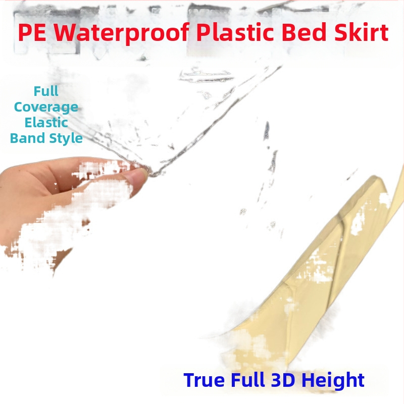 Skaidrus PE čiužinio užtiesalas su viso perimetro gumine juosta, atsparus dulkėms, drėgmei ir erkioms, skirtas viešbučiams ir ligoninėms