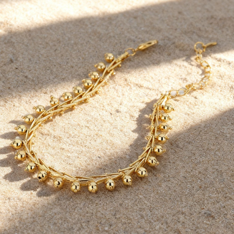 Ženski anklet s okruglim perlicama i resom, egzotičan stil, euro-američki dizajn