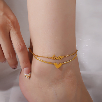 Anklet s privjeskom u obliku srca - nehrđajući čelik, moderan minimalistički dizajn, ženski dodaci