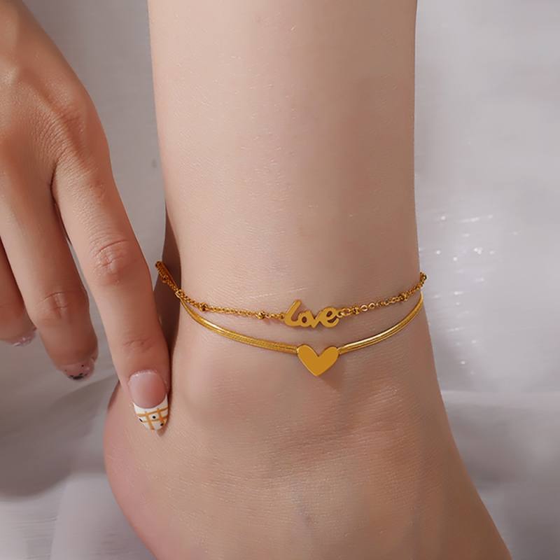 Anklet s privjeskom u obliku srca - nehrđajući čelik, moderan minimalistički dizajn, ženski dodaci