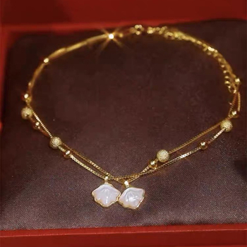 Gležanj narukvica s dvostrukim slojem u obliku školjke, lagani luksuzni stil, Hongxi Jewelry