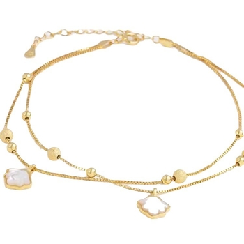 Gležanj narukvica s dvostrukim slojem u obliku školjke, lagani luksuzni stil, Hongxi Jewelry
