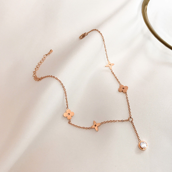 Anklet s motivom četiri lista od titan čelika, EDdoi KO-1217
