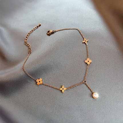 Anklet s motivom četiri lista od titan čelika, EDdoi KO-1217