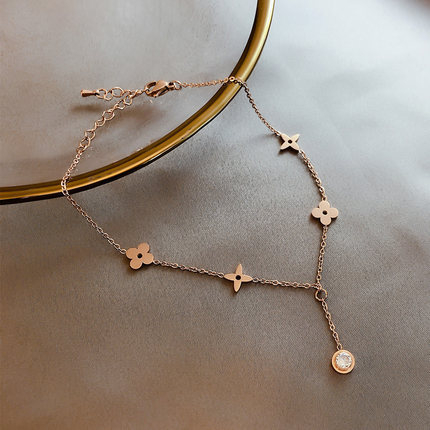 Anklet s motivom četiri lista od titan čelika, EDdoi KO-1217