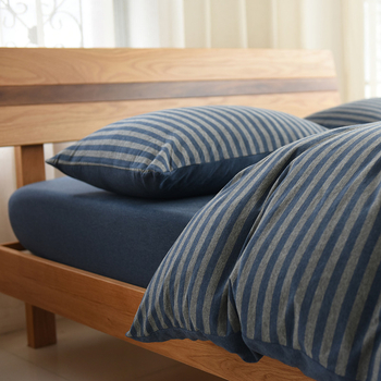 Dryžiais mezgimo medvilninis antklodės užvalkalas, 40s siūlai, reaktyvus dažymas, japonų stilius