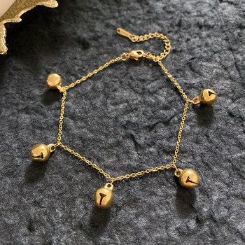 Anklet od titan čelika s zvončićem u obliku zvona, moderan stil, težina 10 g