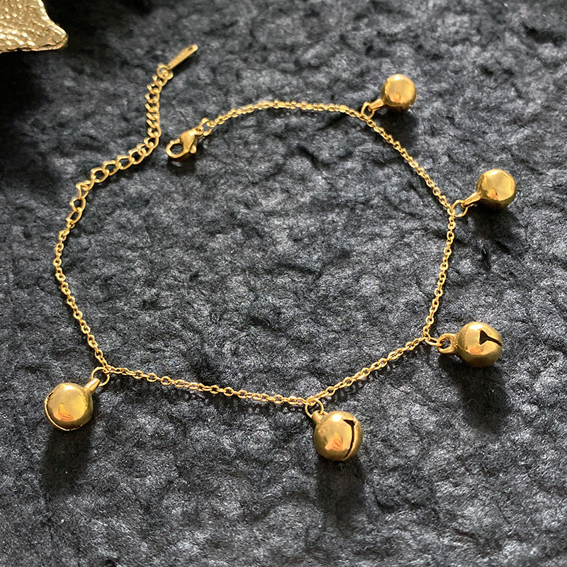 Anklet od titan čelika s zvončićem u obliku zvona, moderan stil, težina 10 g