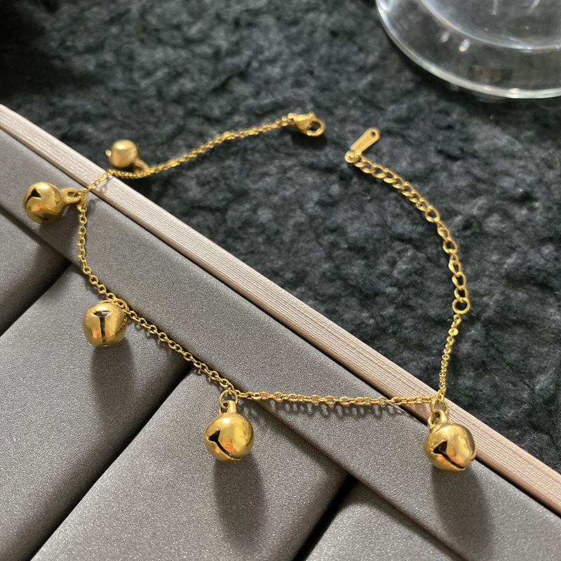 Anklet od titan čelika s zvončićem u obliku zvona, moderan stil, težina 10 g