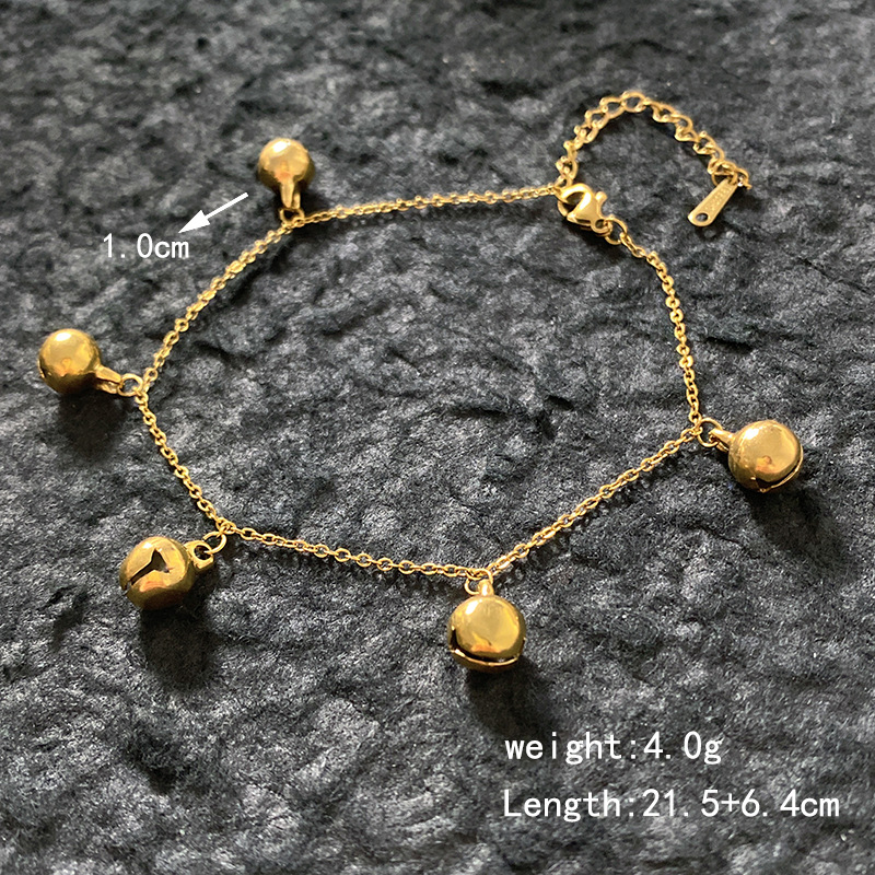 Anklet od titan čelika s zvončićem u obliku zvona, moderan stil, težina 10 g